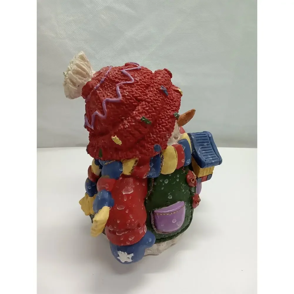 Snowman Figurine resin white‎ blue red green 7X7X5
